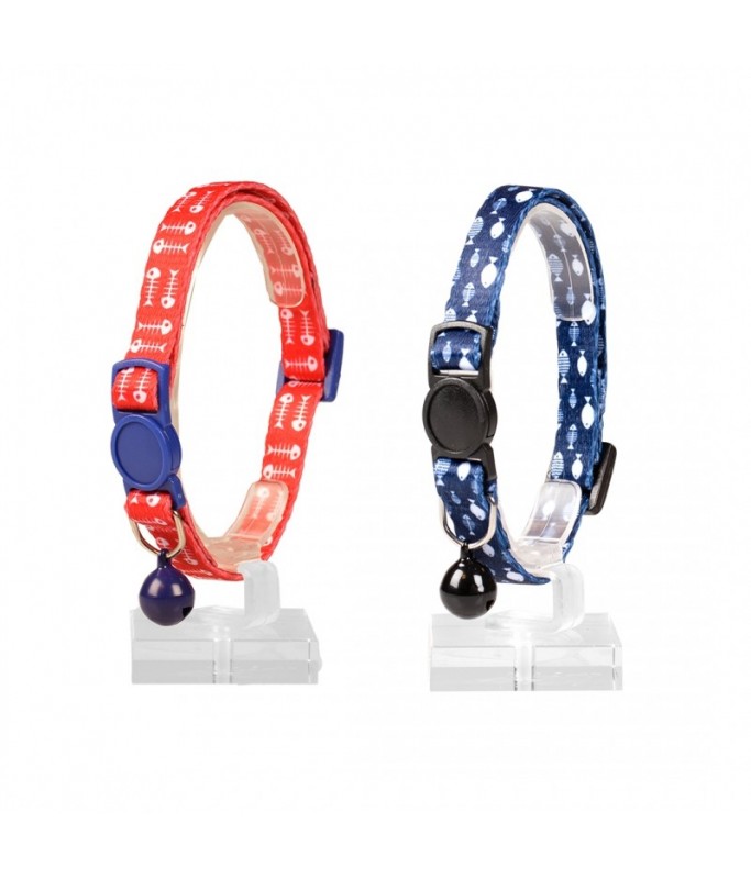 Duvo Cat Collar Fish Bones 3 Nylon Mixed Colors 20 - 30cm / 10mm[Dimension - 20-30cm x 10mm]