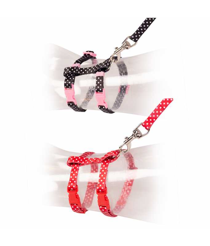 Duvo+ Kitten Walking Set White Dots Black/Red 15-25cm / 8mm-125cm