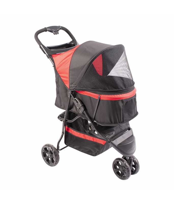 Duvo+ Pet Buggy 3-Wheeler 79x55x99cm - Max. 15kg Black/Red