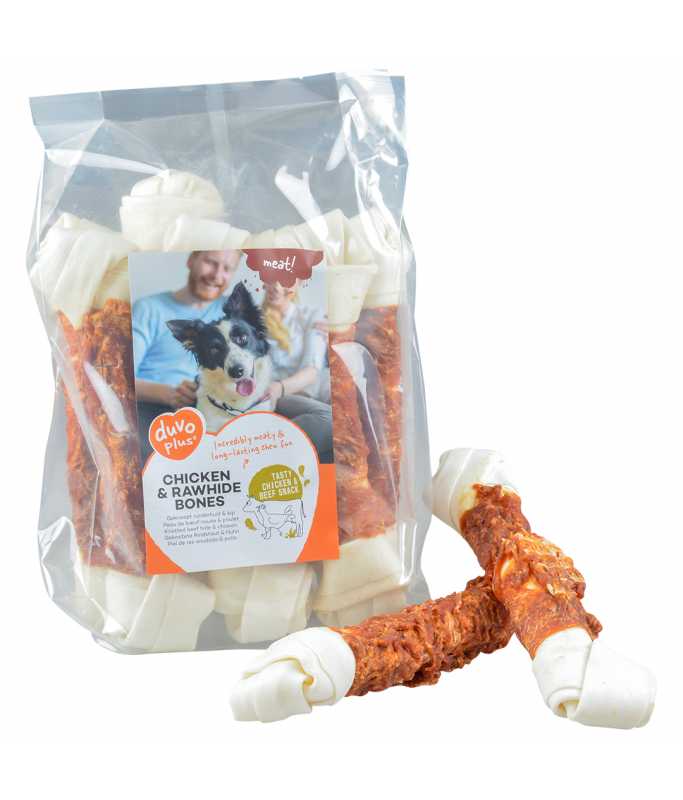 Duvo+ Chicken & Rawhide Small Bones[Weight - 1000g, Count - 86]