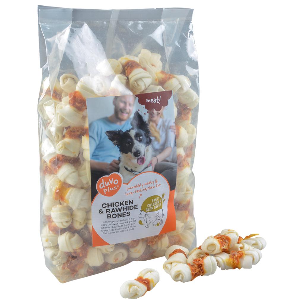 Duvo+ Chicken & Rawhide Small Bones[Weight - 1000g, Count - 86]