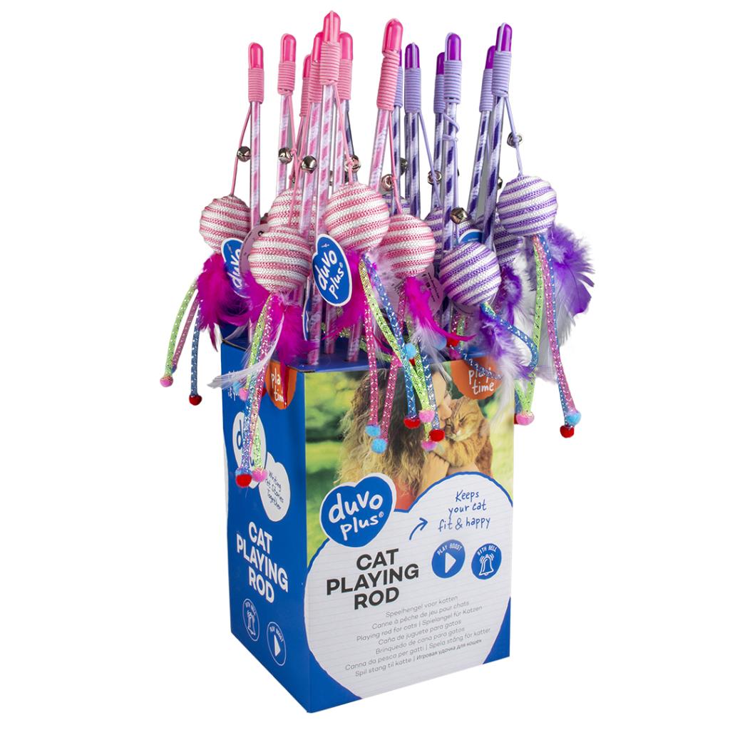 Duvo+ Playing Rod Catchy Rope Ball Mix Colors  - 45.5 x 4 x3.5cm - Box Qty -16 Pcs