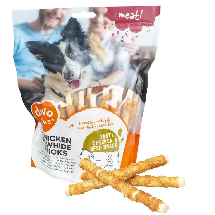 Duvo+ Meat Chicken & Rawhide Sticks Small 12,5cm - 400g[Weight - 400g]