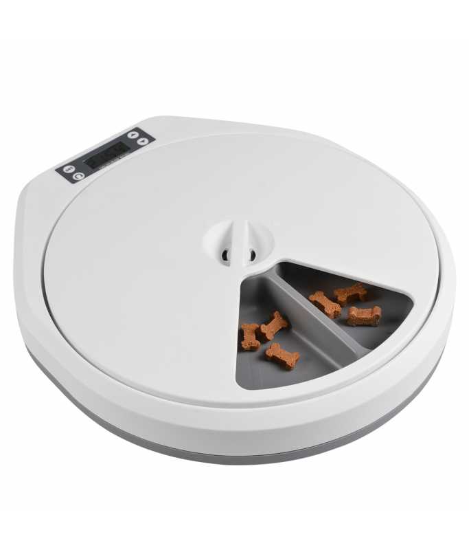 Duvo+ Automatic Pet Feeder - 5 Meals White/Grey - 33x36x6cm[Dimension - 33x36x6cm]