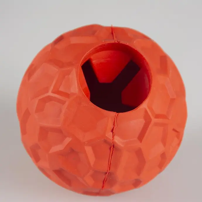 Duvo+ Rubber Hexagon Ball Dispenser Dog Toy 6x6x6cm, Red