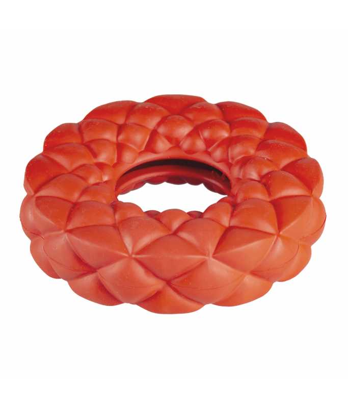 Duvo+ Rubber Bubble Ring Dispenser Dog Toy 11x11x3,3cm, Red