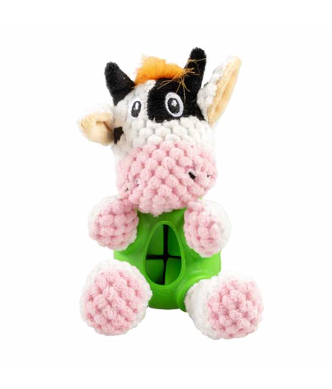 Duvo+ Plush & Rubber Cow Dispenser Multicolour, 14x10x10cm