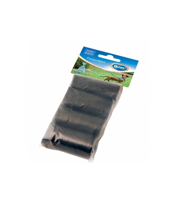 Duvo Poo Bags Rolls Black 4 x 20Pcs[Count - 4]