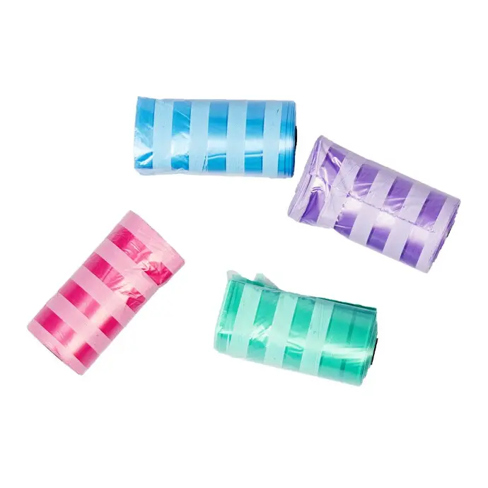 Duvo Poo Bags Classic Colour Stripes Multicolour 4 x 20pcs - Waste Bags [Count - 4]