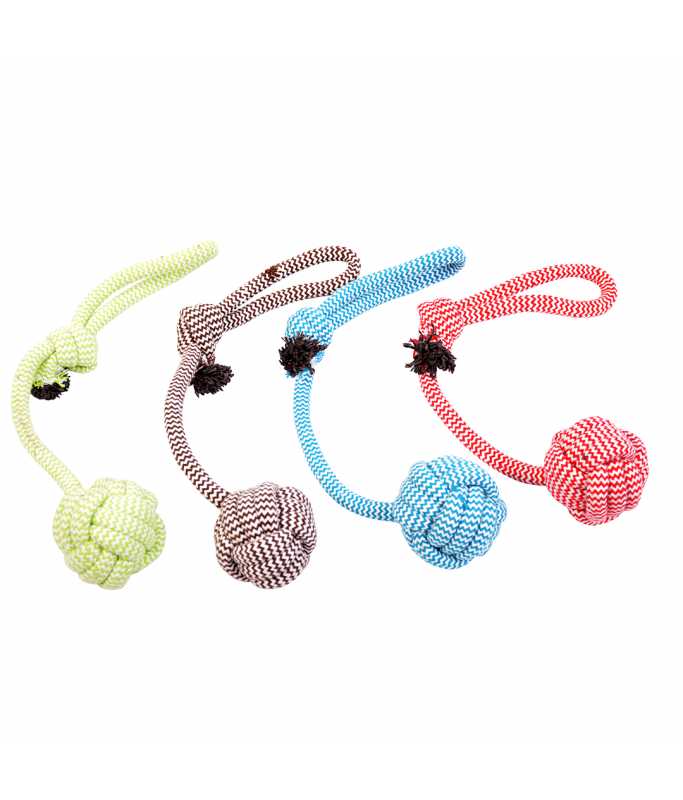 Duvo+ Scooby Rope Dummy Ball With Loop Mixed Colors - 7.6x35.5cm[Dimension - 7.6 x 35.5cm]