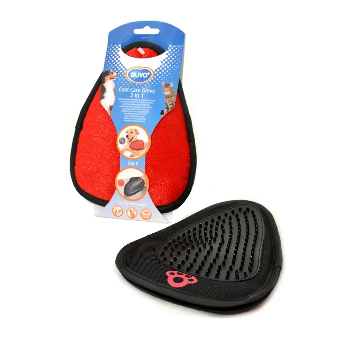 Duvo Coat Care Glove 2 in 1 Black/Red 21x15cm[Dimension - 21 x 15cm]