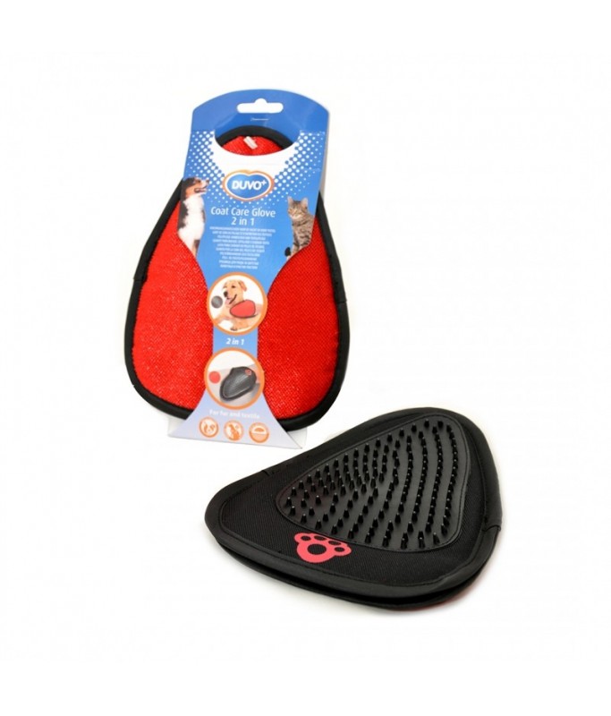 Duvo Coat Care Glove 2 in 1 Black/Red 21x15cm[Dimension - 21 x 15cm]