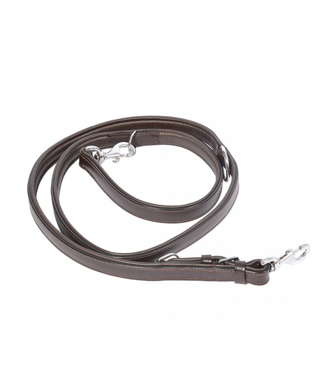 Duvo Metal Leather Duo Leash Dark Brown 100 - 200cm/22mm[Dimension - 100-200cm x 22mm]