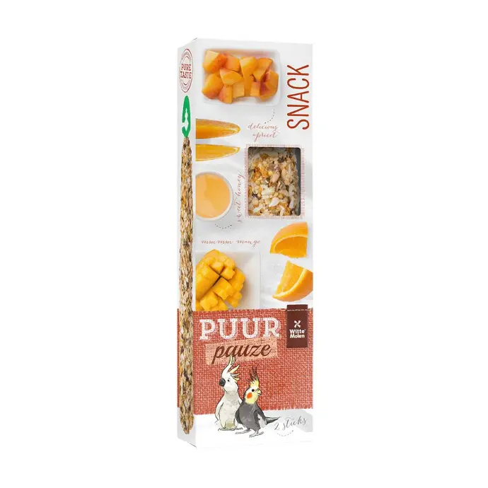 Witte Molen Puur Pauze Sticks with Apricot & Mango for Large Parakeet & Cockatoo  140g[Weight - 140g]