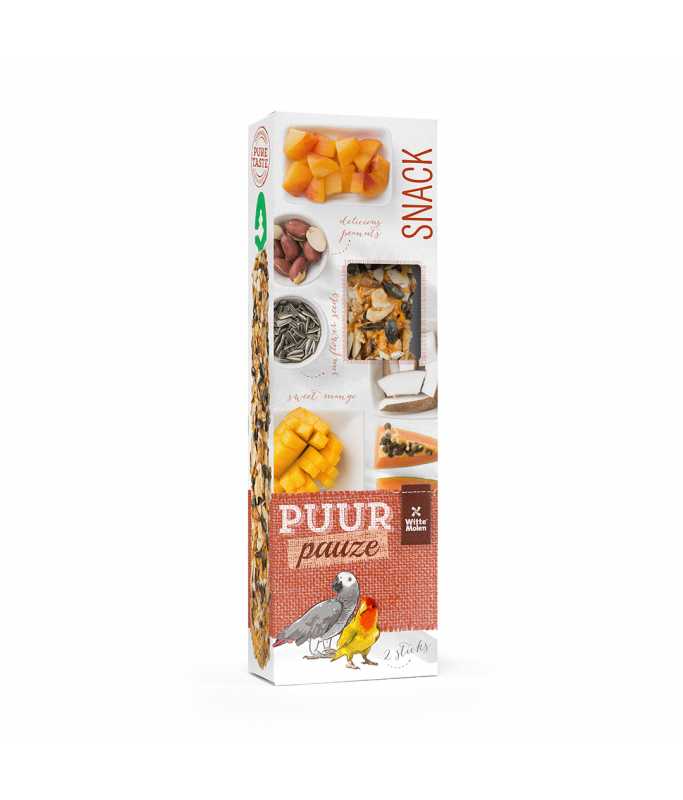 Witte Molen Puur Pauze Sticks with Papaya & Apricot for Lovebirds & Parrots 140g[Weight - 140g]