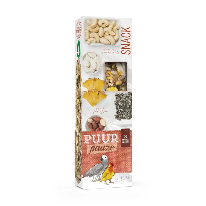 Witte Molen Puur Pauze Sticks with Pineapple & Peanut for Parrots 140g[Weight - 140g]