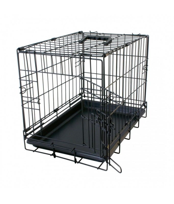 Duvo+ Dog Crate 2 doors Plastic Tray Black[Dimension - 76 x 48 x 54cm]
