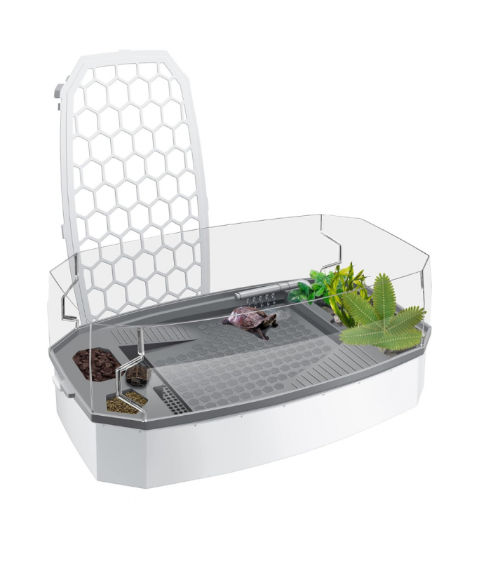 Nomoypet Detachable Escape Proof Turtle Tank Without Pump NX-35 Large - 63x31x24cm [Color - White]