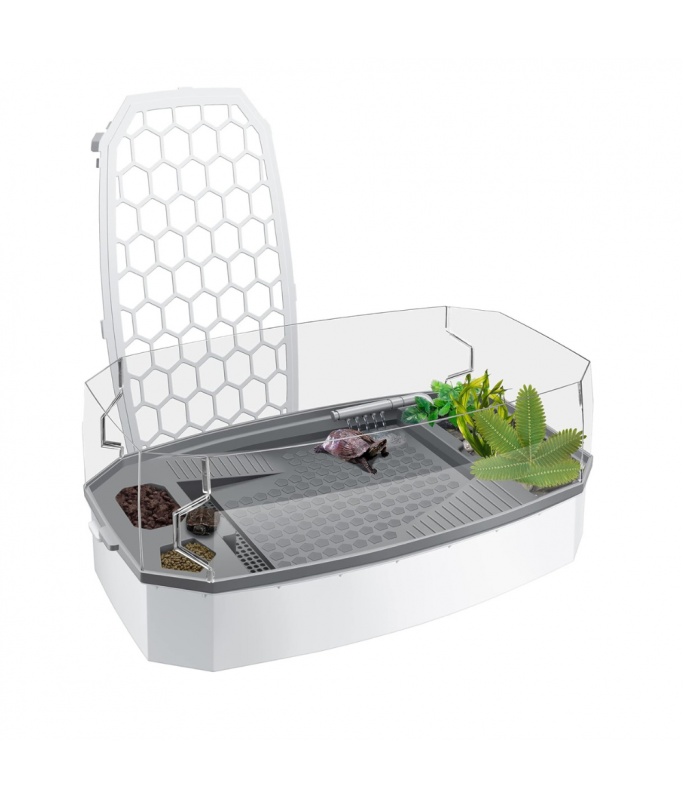 Nomoypet Detachable Escape Proof Turtle Tank Without Pump NX-35 Medium - 49x25x21cm [Color - White]