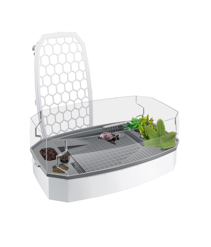 Nomoypet Detachable Escape Proof Turtle Tank Without Pump NX-35 Small - 34x18x18cm [Color - White]