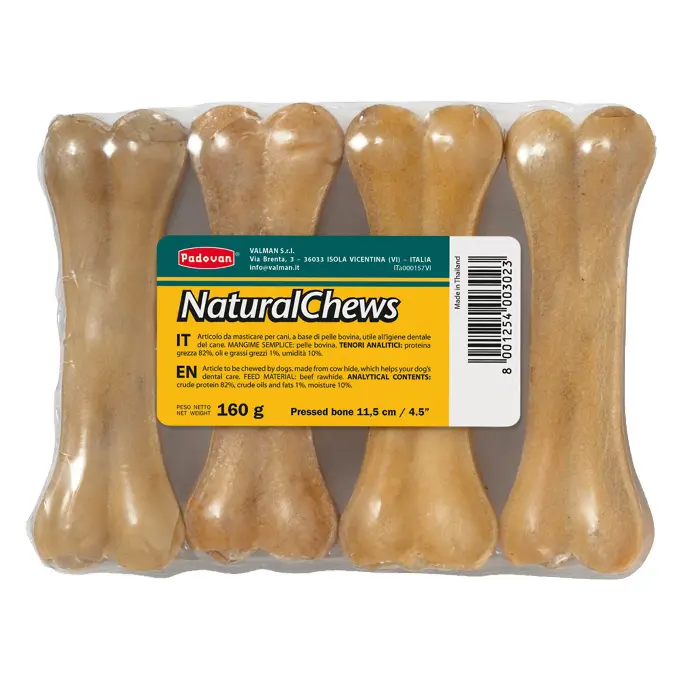 Padovan Natural Chews Bone[Count - 4, Weight - 160g, Size - 11.5cm]