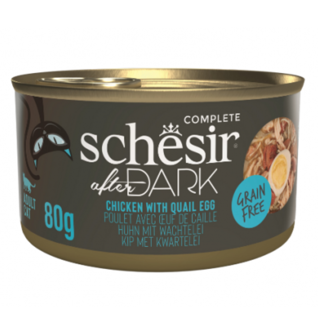 Schesir After Dark Wholefood In Broth For Cat - Chicken With Quail Egg 80g (Min Order- 12 Cans)