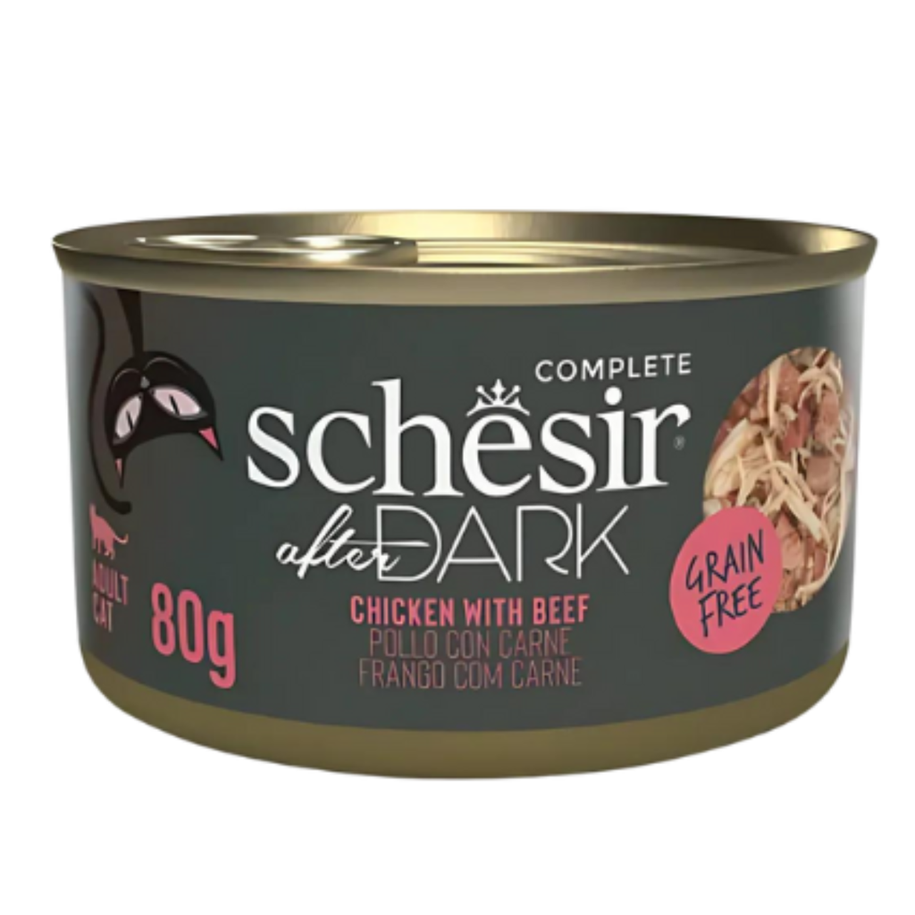 Schesir After Dark Wholefood In Broth For Cat - Chicken With Beef 80g (Min Order- 12 Cans)
