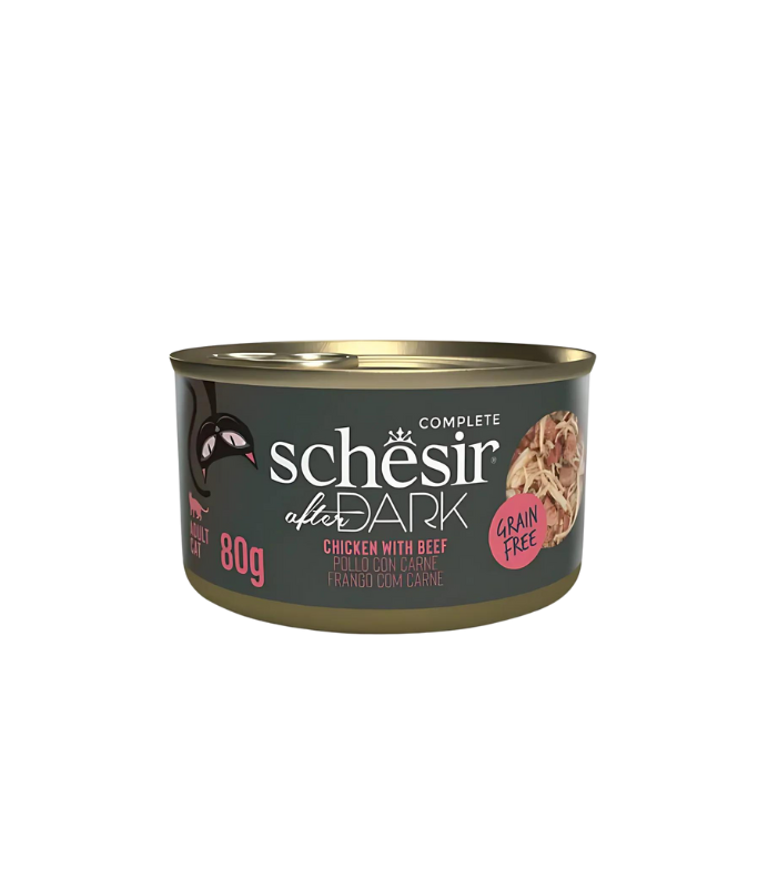 Schesir After Dark Wholefood In Broth For Cat - Chicken With Beef 80g (Min Order- 12 Cans)