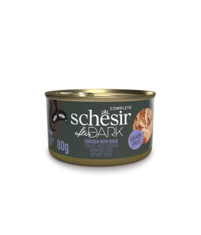 Schesir After Dark Wholefood In Broth For Cat - Chicken With Duck 80g (Min Order- 12 Cans)