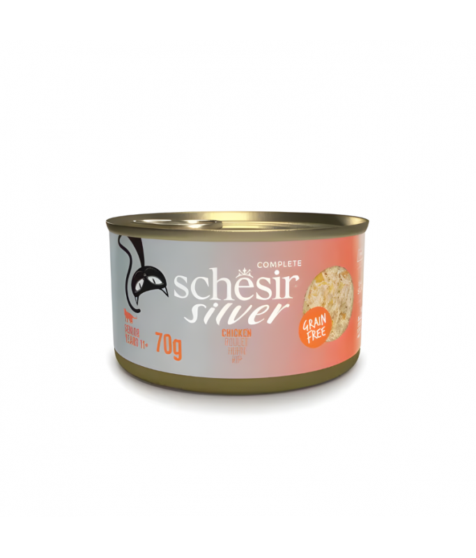 Schesir Silver Senior Cat Wholefood - Chicken 70g (Min Order- 12 Cans)