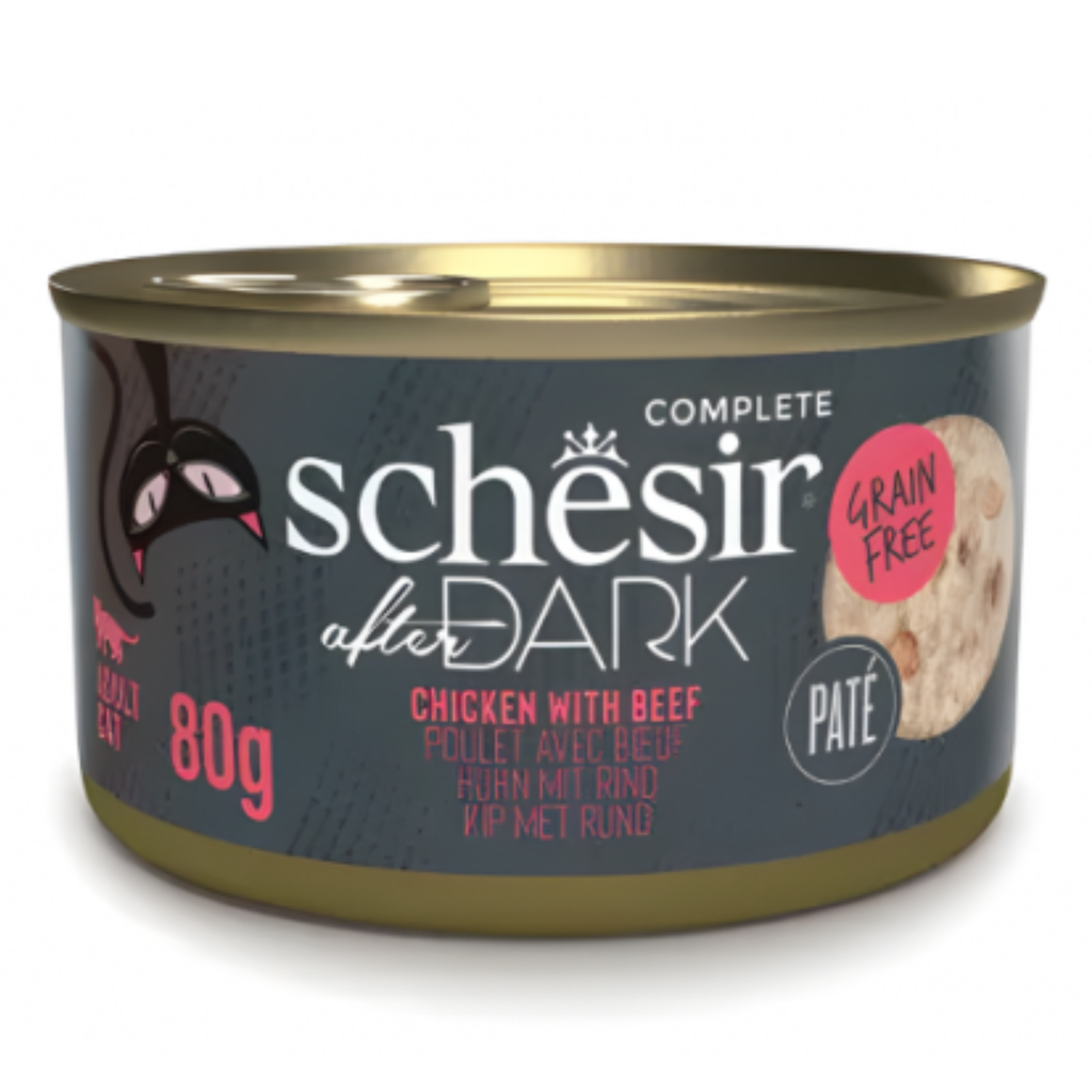 Schesir After Dark Patè For Cat - Chicken With Beef 80g (Min Order- 12 Cans)