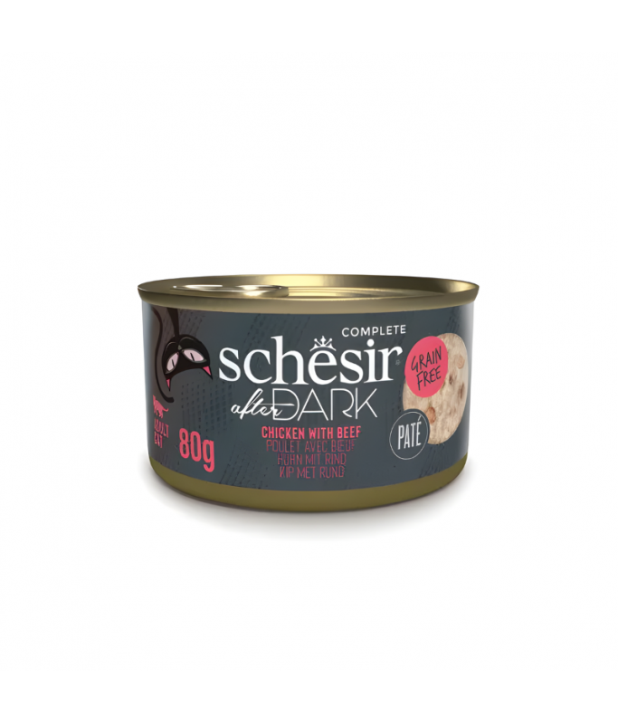 Schesir After Dark Patè For Cat - Chicken With Beef 80g (Min Order- 12 Cans)