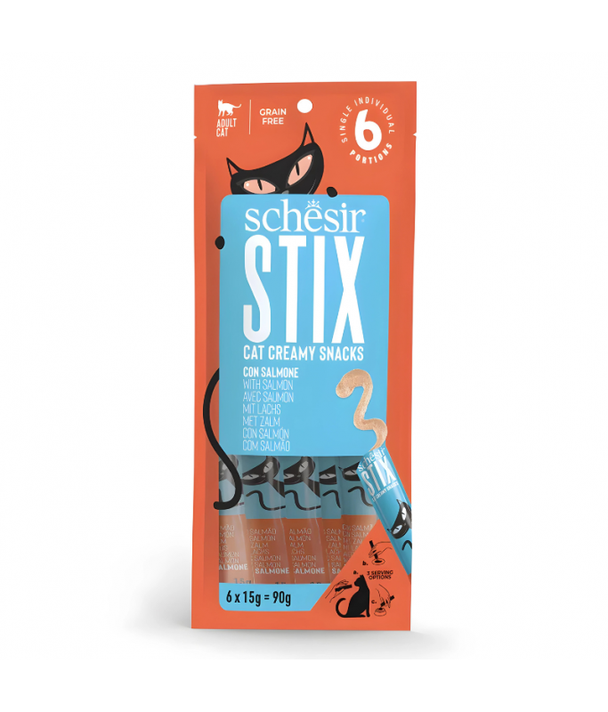 Schesir Stix Treat For Cat In Cream - Salmon 6x15g