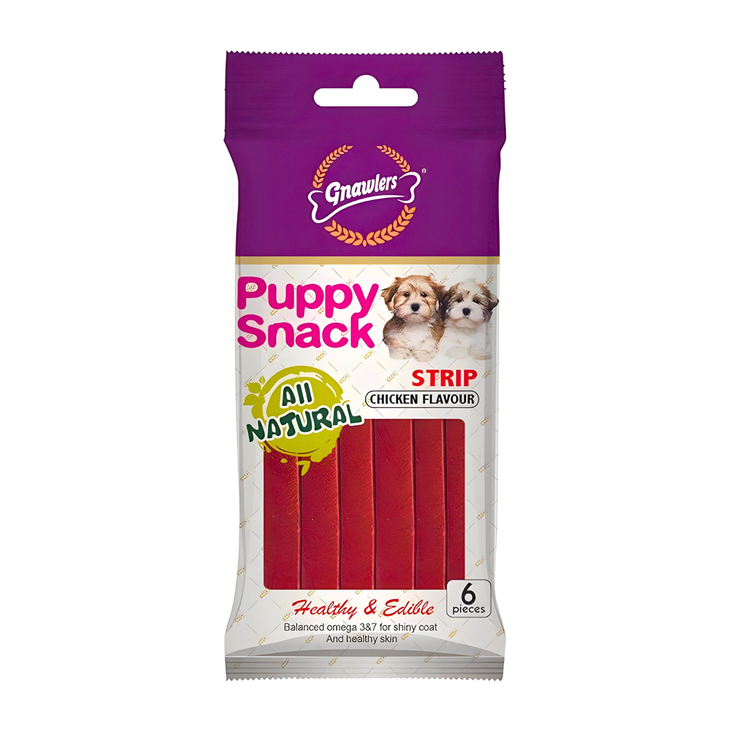 Gnawlers Puppy Snack-Strip Chicken Flavour (80g)