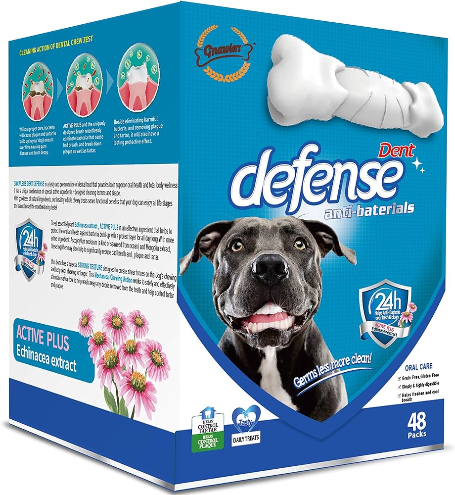 Gnawlers 3"Dent Defense Antibacterial For Dogs-48pcsx15g Display Box [Box Code:09442]-(MOQ:48pcs)