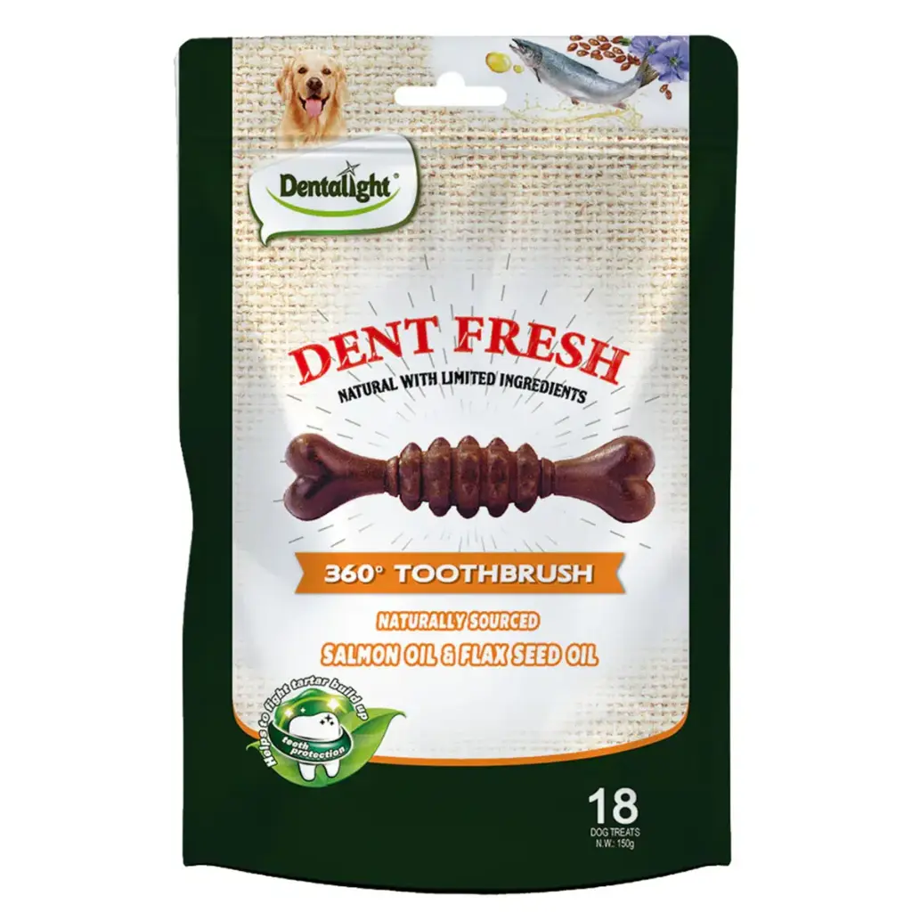 Dentalight 3" Dent Fresh 360° Toothbrush Coat Care Dog Treat 18Pcs/Pack (150g)