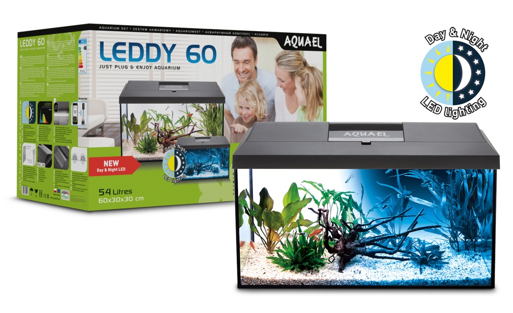 Aquael Aquarium Set Leddy 60 Black Day & Night 