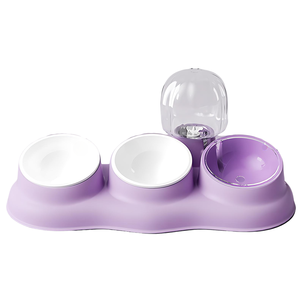 Pado Tripple Bowl with Dispenser-Purple  43*13*23cm 