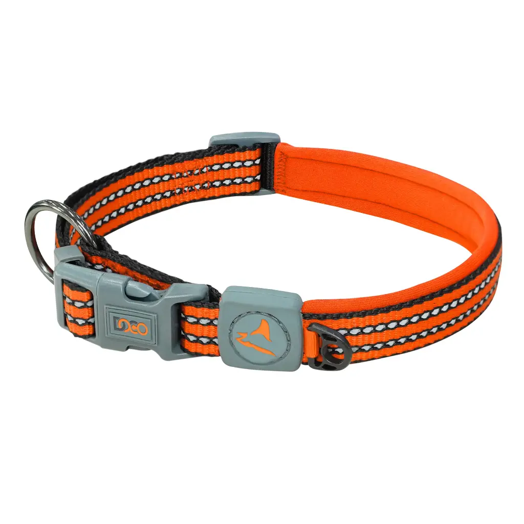 Doco Vario O-Ring Collar With Reflective Stitching [1.5x39-44cm] - Safety orange