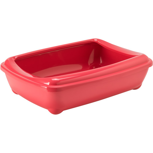 Moderna Arist-O-Tray-Cat Litter Tray 43 x 30.9 x 12.3 cm (With Rim)-Spicy Coral