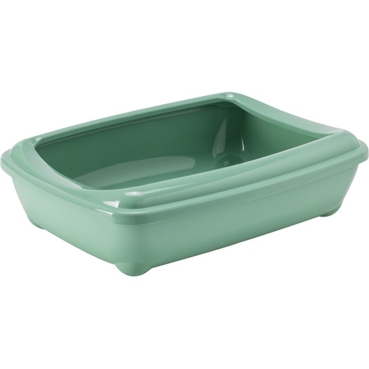 Moderna Arist-O-Tray-Cat Litter Tray 43 x 30.9 x 12.3 cm (With Rim, Size - M)-Green