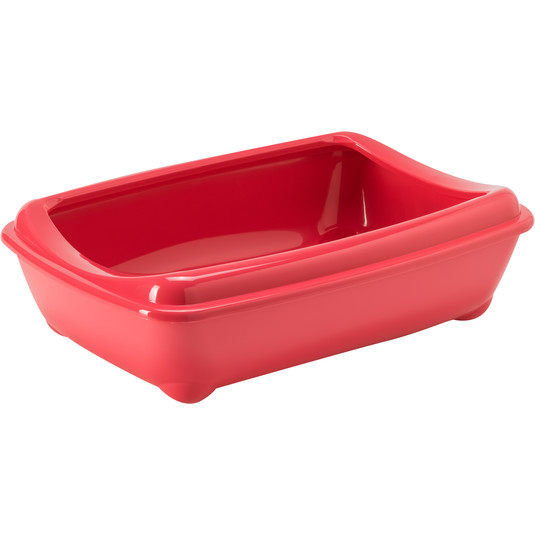 Moderna Arist-O-Tray-Cat Litter Tray 57.2 x 43.2 x 15.7 cm (With Rim) -Spicy Coral