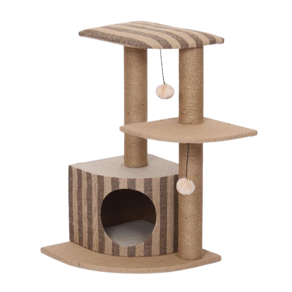 Catry Cat House With Natural Sisal Scratching Posts And Teasing Rope For Kitten - HY17377 x 40 x 40 x 68cm