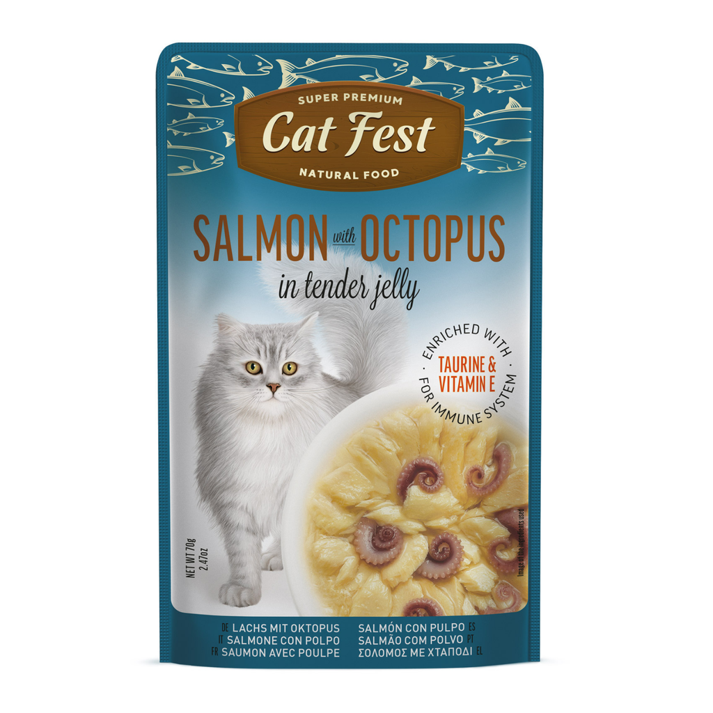 Cat Fest Salmon With Octopus In Tender Jelly For Cats 70g [MOQ:12pcs]