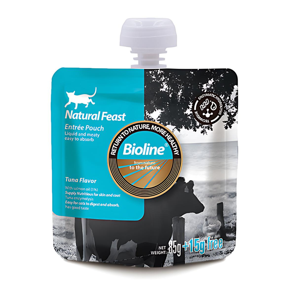 Bioline Natural Feast Entree Pouch Tuna Flavor  85g+15g (Min Order : 6pcs)