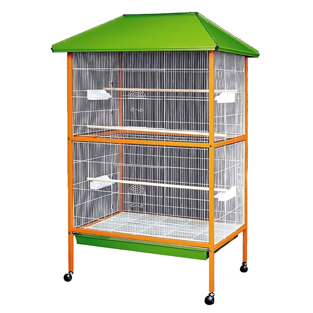 Dayang Bird Cage (A01) - 107 x 88.5 x 170cm - Wire: White + Frame: Orange