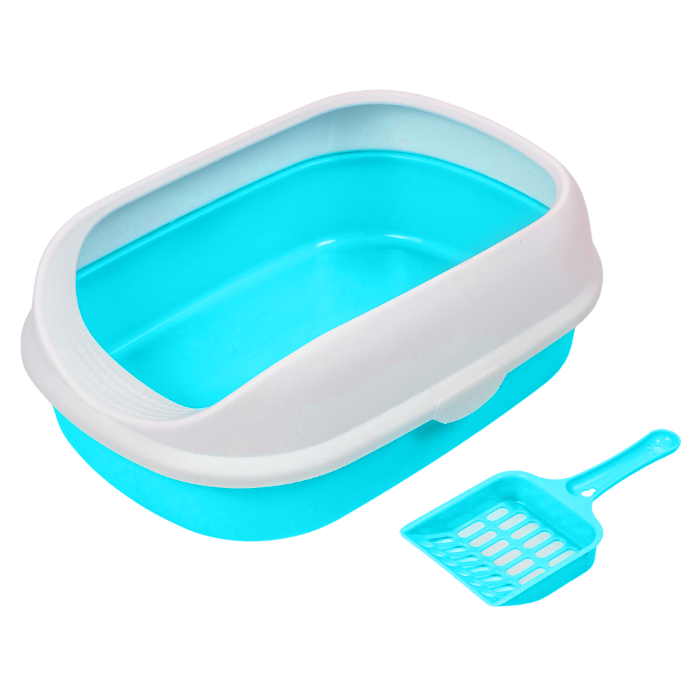 Pado Cat Litter Tray Curved Top 41x31x14cm-Cyan