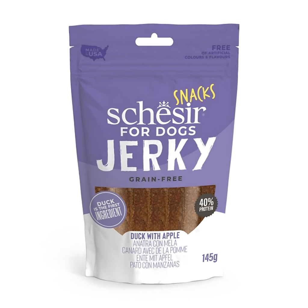 Schesir Grain-Free Dog Snacks Jerky 145g - Duck with Apple