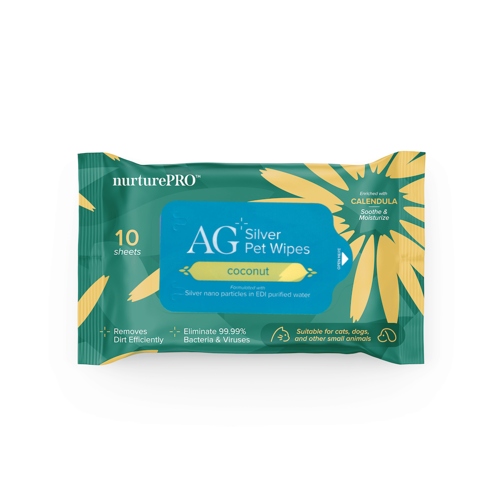 NurturePro AG+ Silver Pet Wet Wipes -Coconut (10 Sheets/ Pack) - Min Order : 6packs/Box