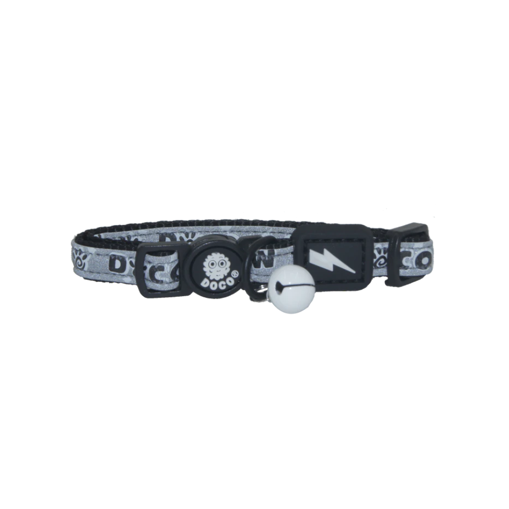 DOCO® Reflective Cat Collar  - Printed Pattern, 1.0 X 19-31cm(XS) Black